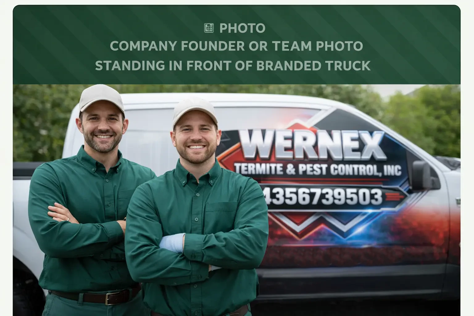 Wernex team standing in front of branded service truck