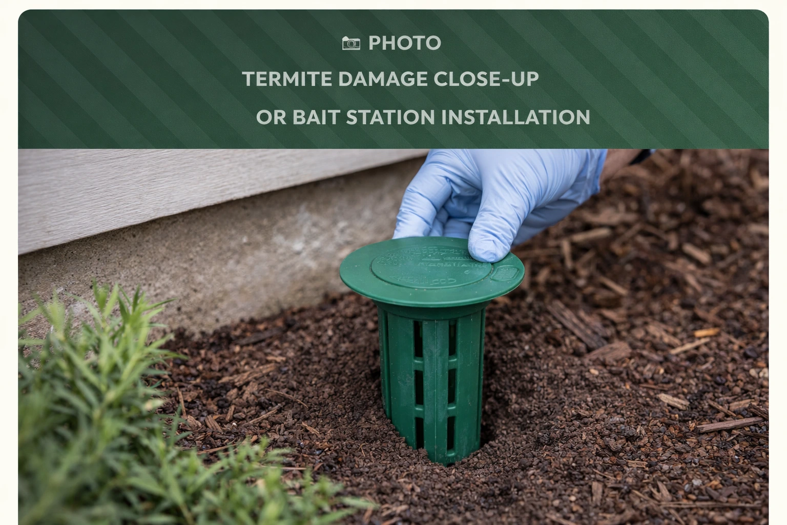 Termite bait station installation around foundation